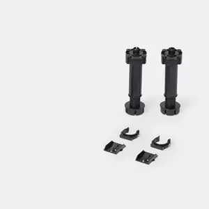 2 pieds pour meuble de cuisine plastique noir - H. 12.5cm / 19.5cm x ø 4.8cm