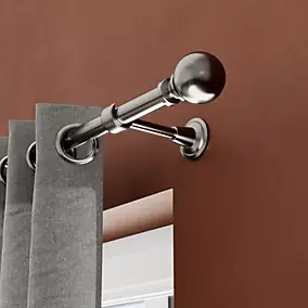 Kit de tringle à rideau extensible embout boule Athens GoodHome 120/210 cm, Ø19 mm gris