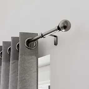 Kit de tringle à rideau double extensible embout boule Athens GoodHome, 120/210 cm, Ø16/19mm gris