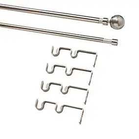 Kit de tringle à rideau double extensible embout boule Athens GoodHome 200/330 cm Ø19mm gris