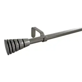Kit de tringle à rideau extensible embout cône strié Athens GoodHome 120/210 cm, Ø16/19 mm gris