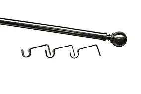 Kit de tringle à rideau extensible embout boule Athens GoodHome 120/210 cm, Ø25/28 mm gris