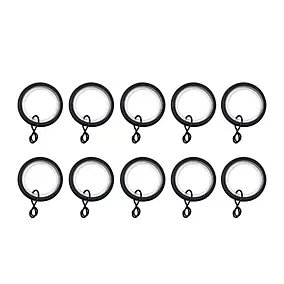 10 anneaux pour barre à rideau Araxos GoodHome ⌀16/19 mm noir