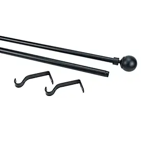 Kit de tringle à rideau extensible embout boule Araxos GoodHome 120/210 cm, Ø16/19 mm noir