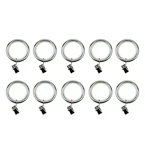 10 anneaux clip pour barre à rideau Olympe GoodHome ⌀28 mm gris