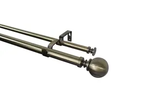 Kit barre à rideau double extensible "Antiki" boule 120/210 cm