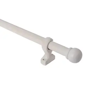 Kit barre à rideau 150 cm en bois peint blanc