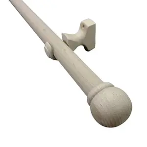 Kit barre à rideau 200 cm en hêtre brut