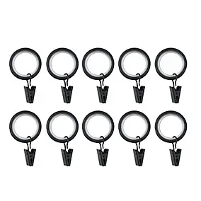 10 anneaux clip pour barre à rideau Araxos GoodHome ⌀16/19 mm noir