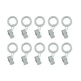Ensemble d'anneaux GoodHome 10 mm avec clip blanc mat Nisis