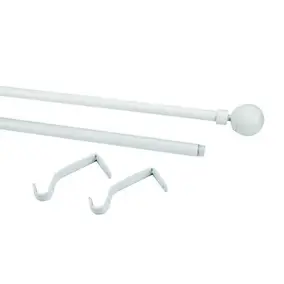 Kit de tringle à rideau extensible blanche embout boule 120/210 cm Ø19 mm, GoodHome Anafi