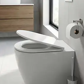Abattant WC GoodHome Cavally en duraplast coloris blanc avec frein de chute