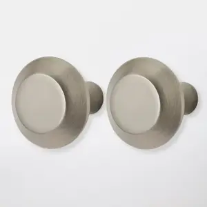Lot de 2 poignées boutons effet nickel argenté "Nutmeg" L 3,2 cm