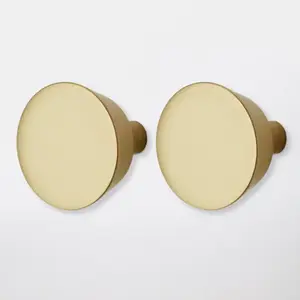 Lot de 2 poignées boutons effet laiton or brossé "Gomasio" L 2,6 cm