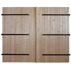 Porte de garage battante manuelle en pin H. 200 x L. 240 cm