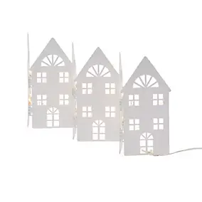 Façade maison métal H.14,3 cm LED blanc chaud