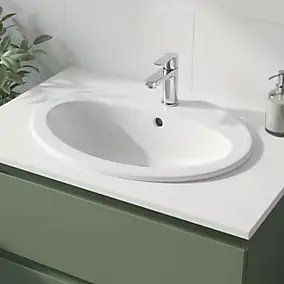 Vasque à encastrer en céramique blanc NF l.53,5 x H.17,5 x P.41 cm, GoodHome Turso