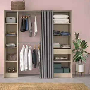 Dressing effet chêne clair "EKLIPS 2"- H. 200 x L. de 100 à 200 x P. 48 cm.