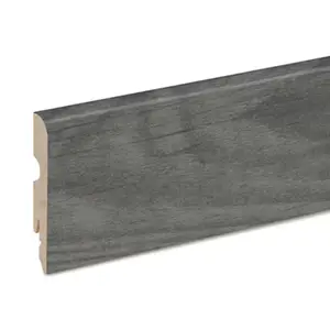 Plinthe décor imitation chêne gris foncé 2 frises L. 220 x - H. 8 cm x Ép. 13 mm