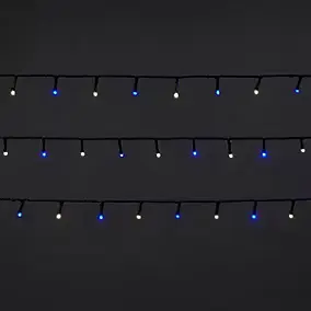 Guirlande lumineuse LED intérieure blanc froid/bleu câble vert 8 fonctions 20 m
