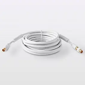 Câble coaxial Mâle / Femelle + adaptateur Mâle / Mâle blanc Blyss Or, 5 m