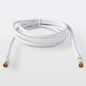 Câble coaxial Mâle / Femelle + adaptateur Mâle / Mâle blanc Blyss Or, 3 m