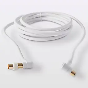 Câble coaxial Mâle / Femelle + adaptateur Mâle / Mâle coudé blanc Blyss Or, 3 m