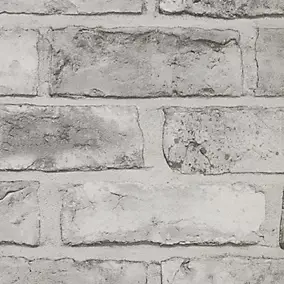 Papier peint imitation brique vinyle sur intissé Pernay GoodHome gris
