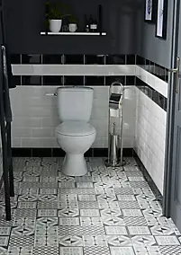 Dalle PVC adhésive effet carreaux de ciment noir et blanc L.30,5 x l.30,5 cm x ép.2 mm, GoodHome Poprock