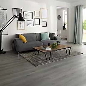Lame PVC clipsable Jazy bois gris 18 x 122 cm GoodHome (vendue au carton)
