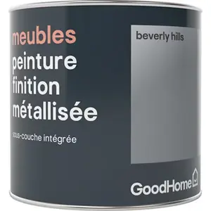 Peinture de rénovation meubles acrylique métallisé argent Beverly Hills 0,5 L