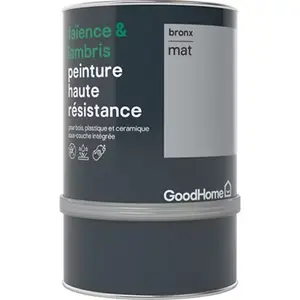 Peinture haute résistance carrelage mural et lambris acrylique mat gris Bronx 0,75 L