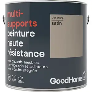 Peinture haute résistance multi-supports acrylique satin marron Baracoa 2 L