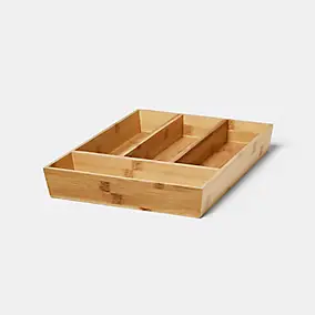 Range couverts GoodHome Nitaki bambou 30 x 42 cm, 4 compartiments