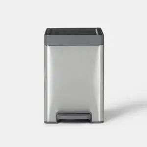 Poubelle à pédale anthracite brossé "Kora" - 14 L
