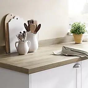 Plan de travail stratifié effet bois L.300 x l.62 x ép.3,8 cm GoodHome Kabsa