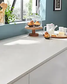 Plan de travail compact 1 face blanc / 1 face effet pierre L.300 x l.62 x ép.1,2 cm GoodHome Nepeta