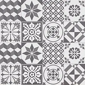 Crédence de cuisine GoodHome carreaux de ciment gris l. 180 cm x H. 60 cm x Ep. 3 mm