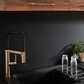 Crédence de cuisine réversible noir mat et blanc mat l.200 cm x H.60 cm x ép.3 mm, GoodHome Berberis