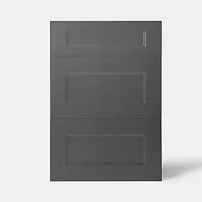 Façade de cuisine 1 tiroir et 2 casseroliers Artemisia gris graphite mat l. 50 cm x H. 72 cm GoodHome