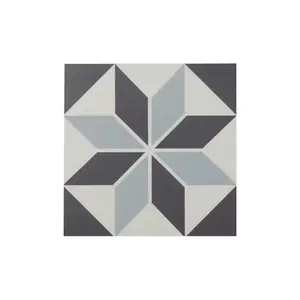Carrelage intérieur sol/mur "Hydrolic" décor star noir et blanc - l. 20 x L. 20 cm