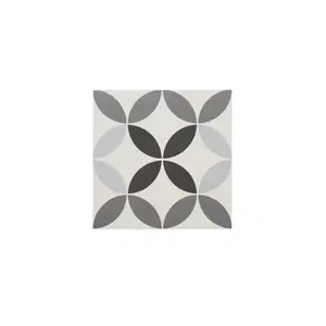 Carrelage intérieur sol/mur "Hydrolic" décor circle noir & blanc - l. 20 x L. 20 cm