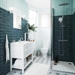 Carrelage intérieur sol/mur "Hydrolic" décor flower bleu - l. 20 x L. 20 cm