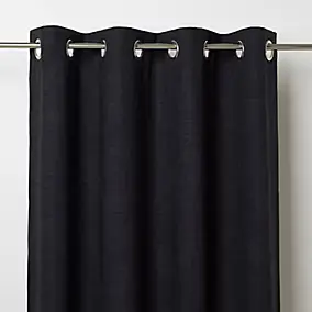 Rideau occultant à œillets Novan noir l.140 x H.260cm GoodHome