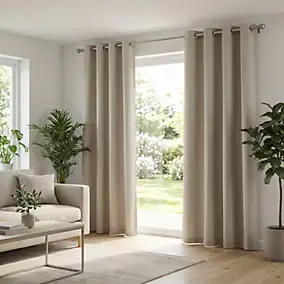 Rideau occultant GoodHome Vestris coloris naturel l.140 x h.260 cm