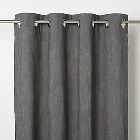 Rideau tamisant à œillets Tiga noir l.140 x H.260cm GoodHome