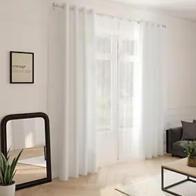 Rideau tamisant à œillets effet jacquard Danville coloris naturel l.140 x H.260cm GoodHome