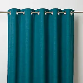 Rideau tamisant à œillets aspect lin Novan bleu l.140 x H.260cm GoodHome