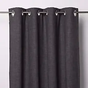Rideau tamisant à œillets aspect lin Novan gris foncé l.140 x H.260cm GoodHome