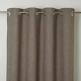 Rideau tamisant à œillets aspect lin Novan beige l.140 x H.260cm GoodHome